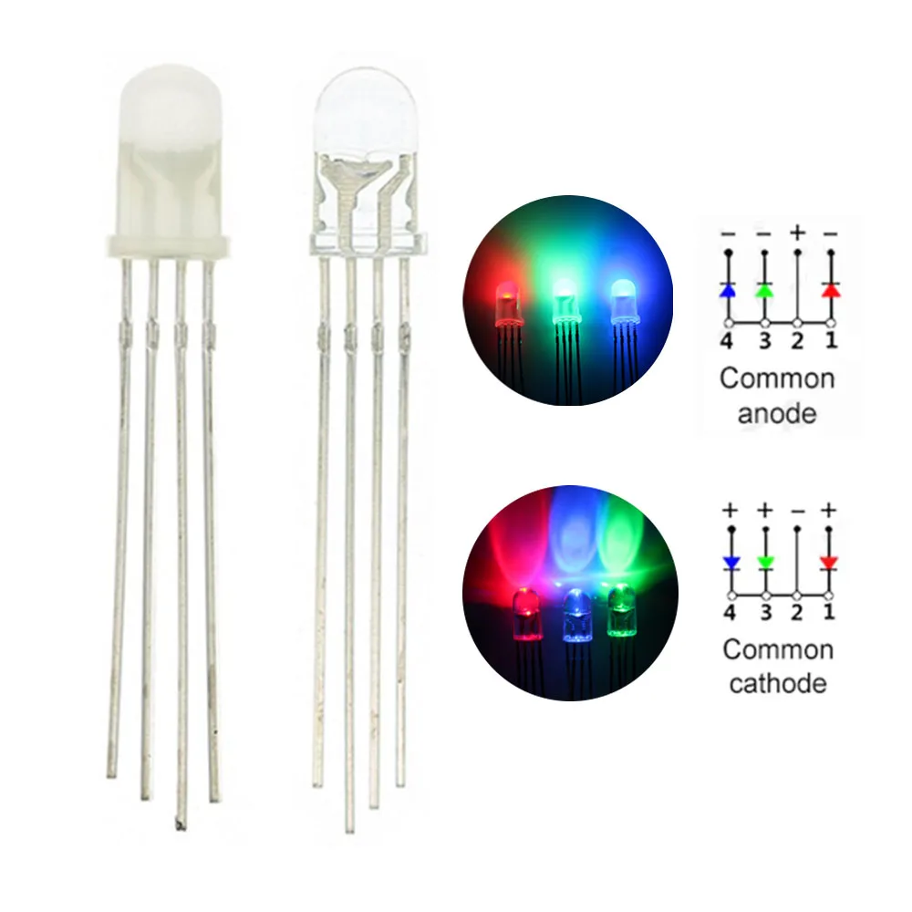100pcs/lot 4pin 5mm RGB LED Emitting Diode Indicator Arduino Red Green ...