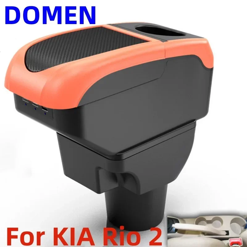 NEW For KIA Rio 2 armrest box For KIA Rio car armrest box accessories interior Storage box Retrofit Large Space Dual Layer USB