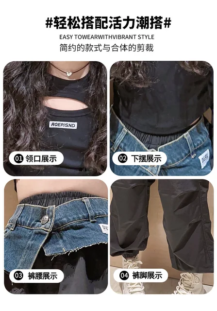 Completo Tie-Dye Per Ragazze - Top E Pantaloni Jogger Colorati Hip Hop 6-11 Anni - Foto 4