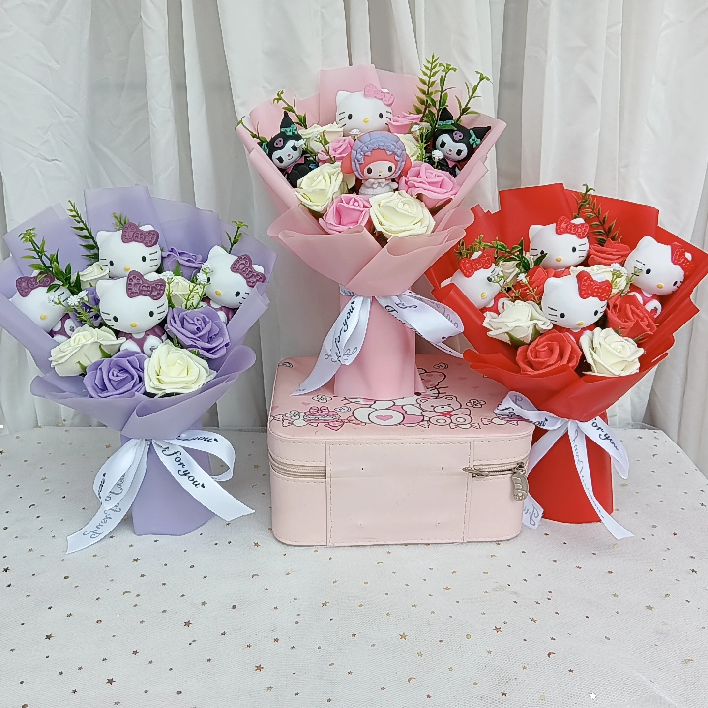 hello kitty rose toy YSHomy Crochet Christmas Bouquet with Big Rose – YShomy