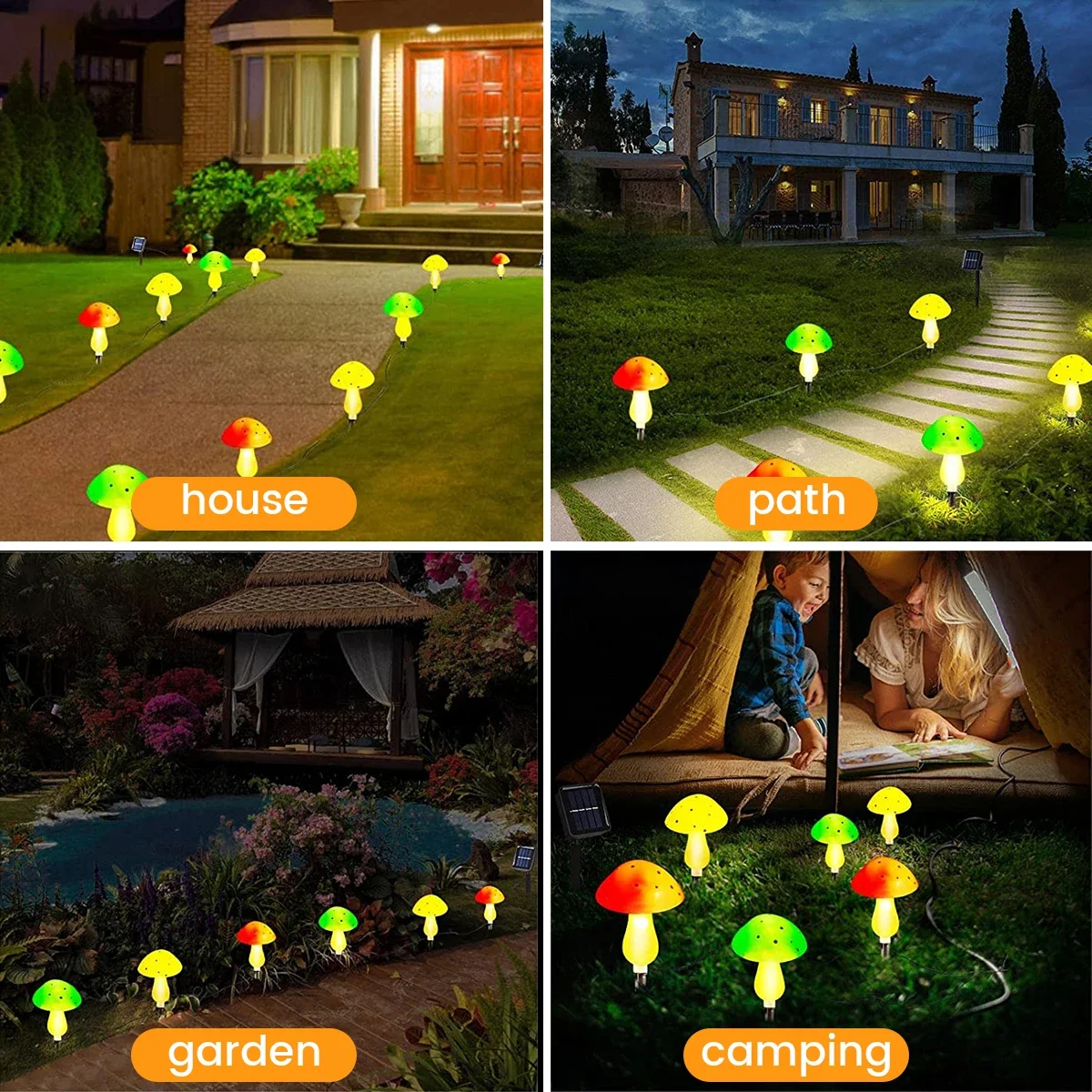 Description Picture 2 of itemSolar LED Lamp Outdoor Garden Lights Solar Mushroom String Lamps Waterproof Solar Lawn Lamp For  Street Garden Decoration