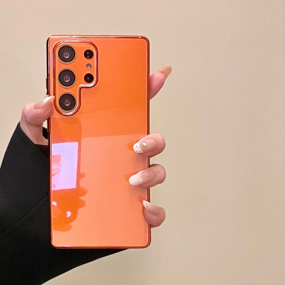 Luxury Glossy Glass Phone Case with Candy Color & Camera Protection - Shockproof Cover