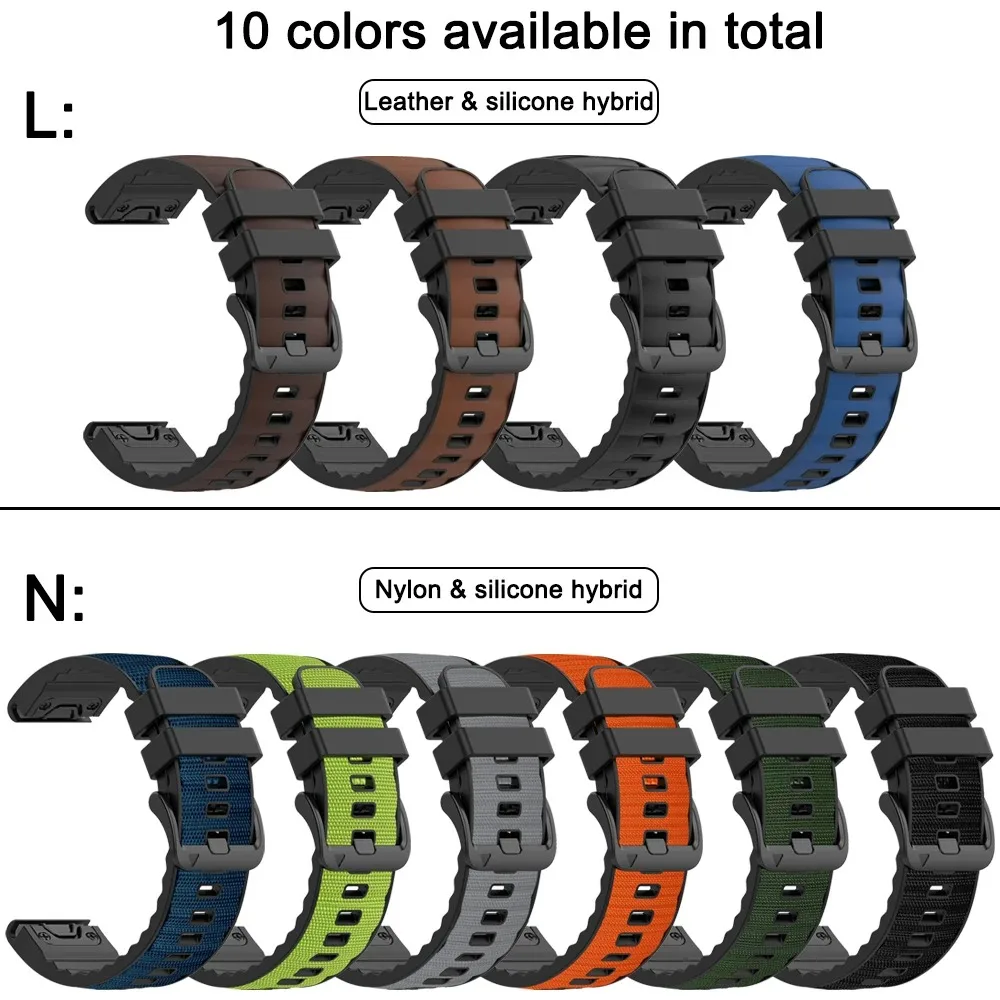 Quickfit Hybrid Leather/Nylon Textured Silicone Watch Band