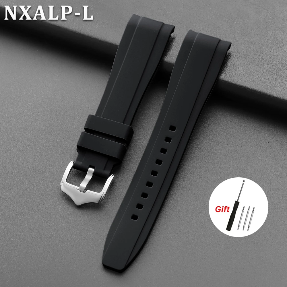 Enhanced Rubber Strap Silicone Watch Band - Waterproof Sport Bracelet with Curved End Design
