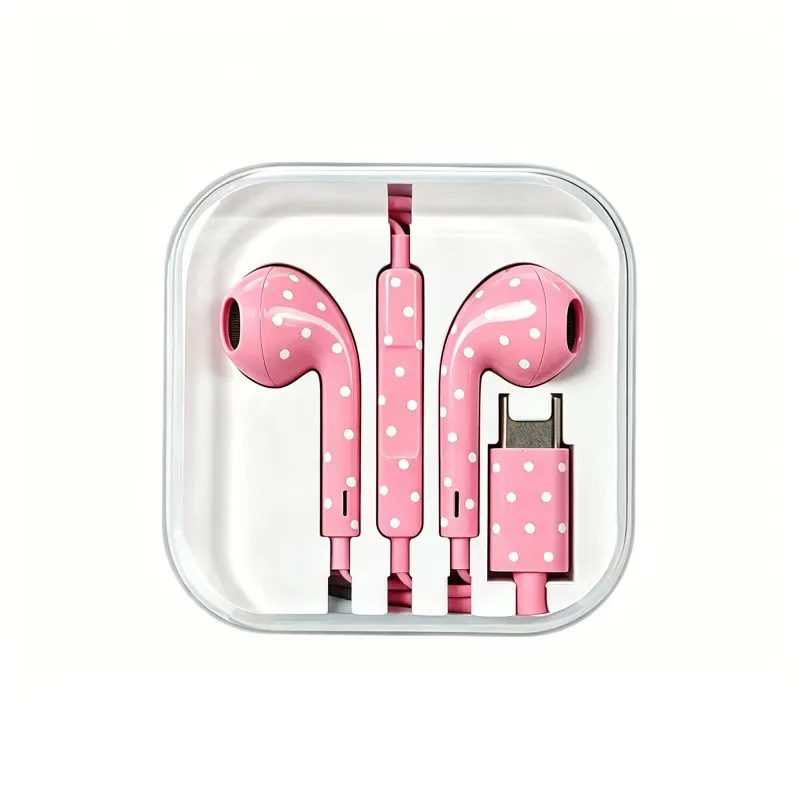 Polka Dot Wired Earphones - Cute HiFi In-Ear Sports Earbuds with Mic