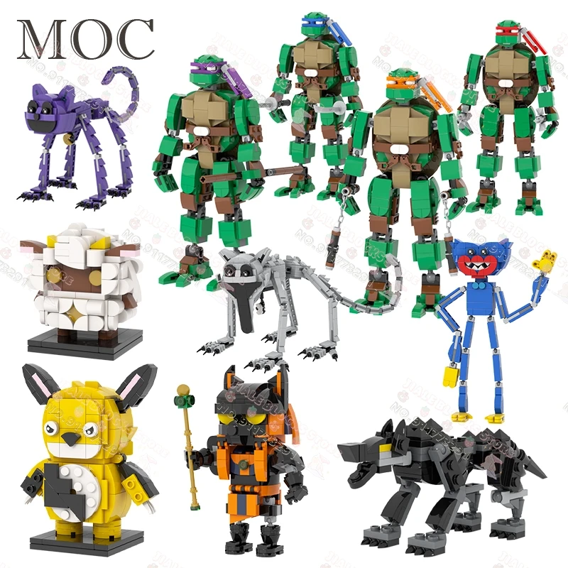 Anime Game Series Characters Building Blocks Horror Catnap Cute Lamball Grizzbolt Ninjutsu Turtles Models Assembly Toys For Kids