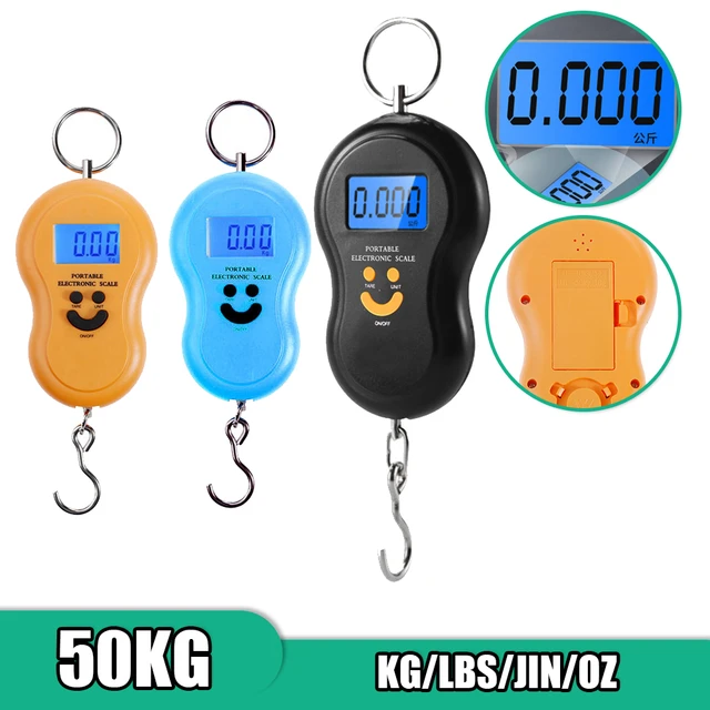 Mini Balança Digital para Pesca, 50kg, Pendurado Gancho Eletrônico,  Ponderação Cozinha, Steelyard, Bagagem, Viagem, kg, LBS, JIN, OZ -  AliExpress