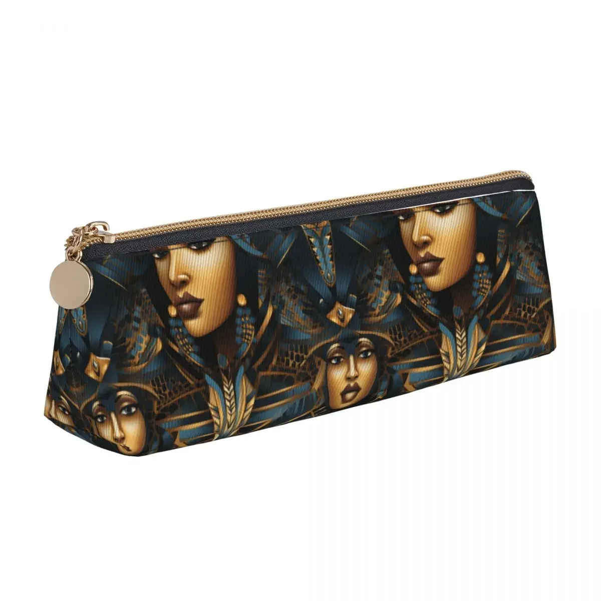 

Cleopatra Leather Pencil Case beautiful ruler Fashion Zipper Pencil Box Stationery Teenager Triangle Pen Bags