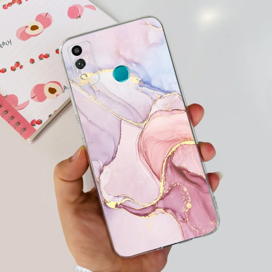 Floral Marble Transparent Silicone Soft Back Cover for Phone - Honor 9X Lite