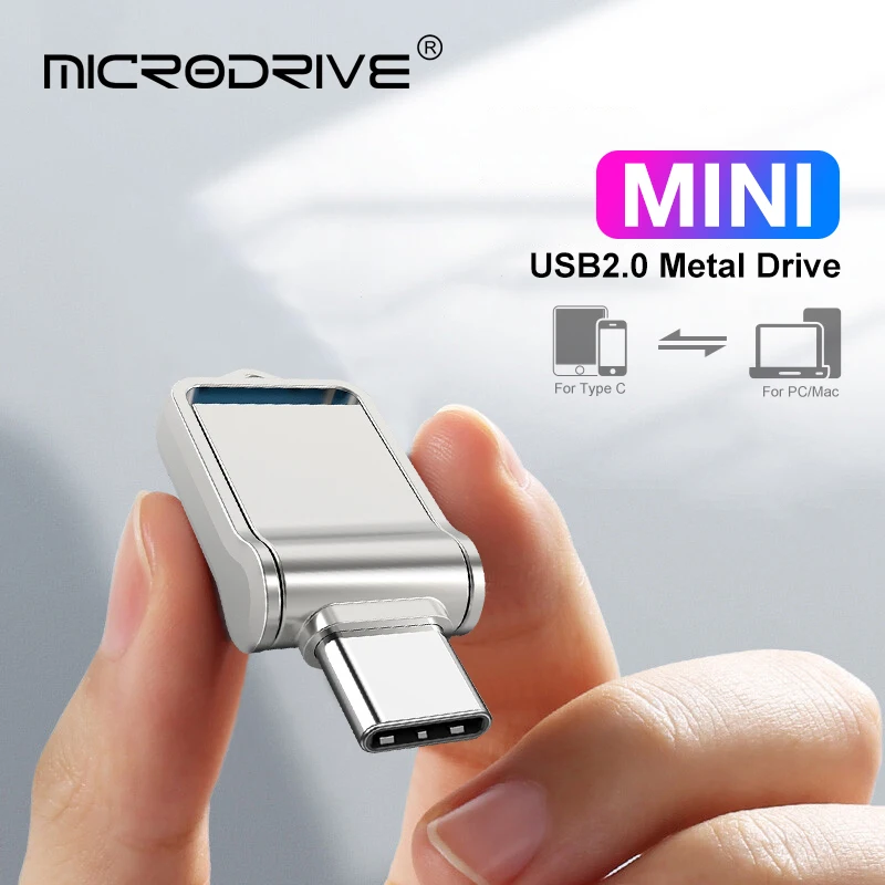 Type C Pendrive OTG Type C Pen Drive Mini Metal Usb Memory Stick 32GB 128GB for smartphone Huawei