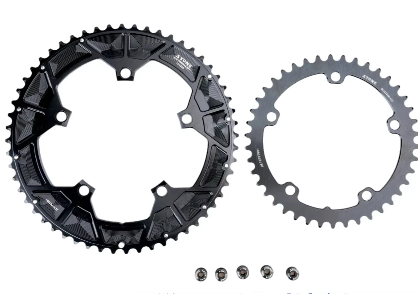 シマノ用ダブルチェーンリング,11-12スピード,130 bcd,5ボルト,53 t