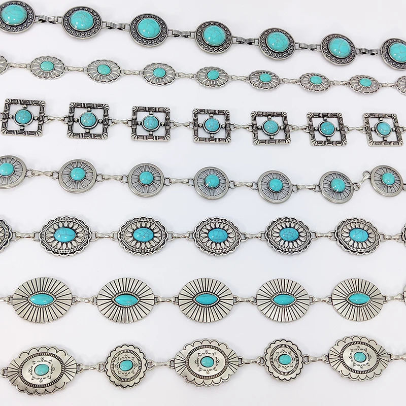 Bohemian Silver Waist Chain with Luxury Blue Gemstone