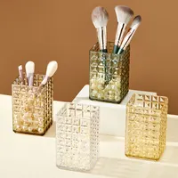 WORTHBUY Transparent Makeup Brush Holder Plastic Cosmetic Storage Box Desk Lipstick Eyeliner Makeup Organizer Display Rack 1