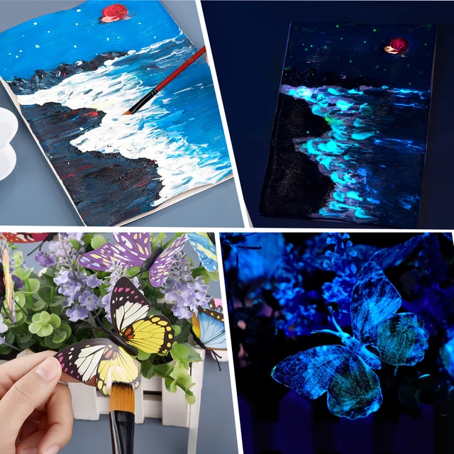 6 Colors Fluorescent Glow-in-the-Dark Acrylic Paint Set 4