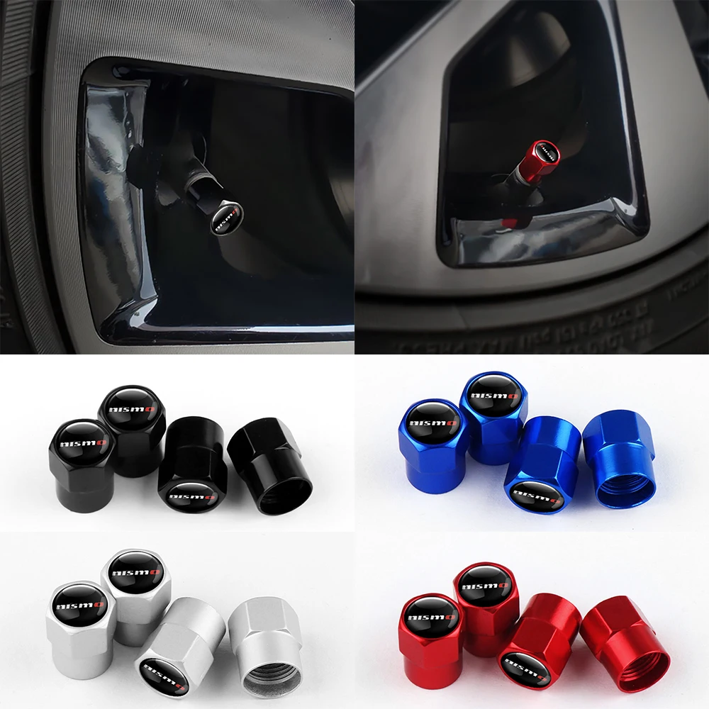 4Pcs Car Tire Valve Caps Aluminium Alloy Wheel Auto Accessories For Nissan Nismo GTR 370Z Maxima Sentra Megane Tire Valve Caps