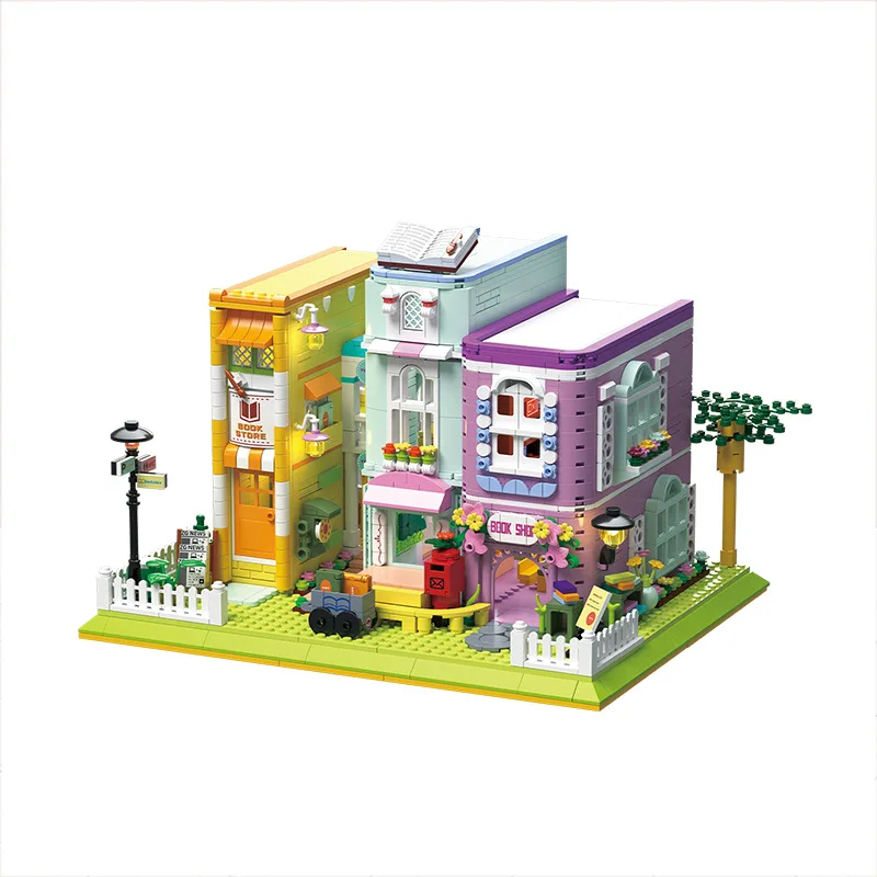 

Миниатюрный конструктор «городская улица», архитектура в стиле кафе, книжного магазина, уличный пейзаж, модель кафе, дома, магазина, строительные блоки, игрушка для подарка