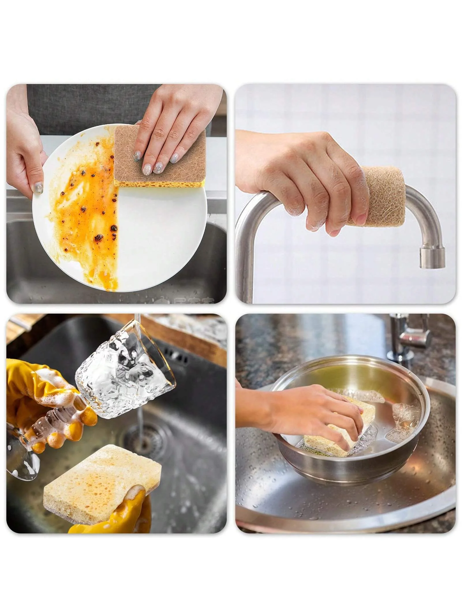 Biodegradable compostable cellulose and coconut scrubbing sponge -6 eco-friendly sponge tableware pieces 3