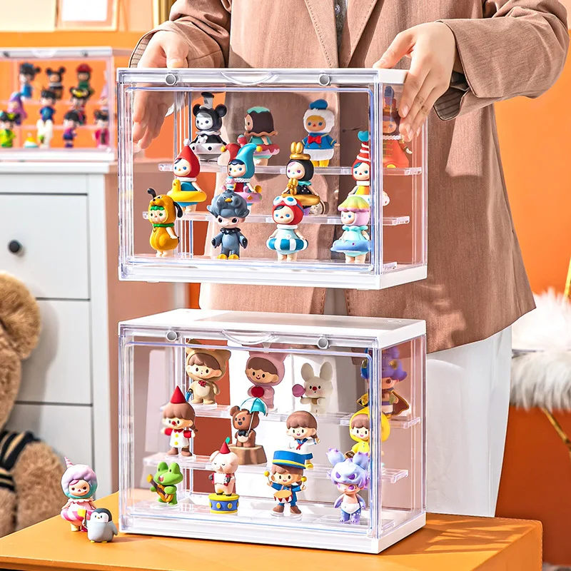 Acrylic 3 Layer Stackable Storage Box Desktop Clear Action Figures Doll Display Stand Cartoon Toy Dustproof Display Case