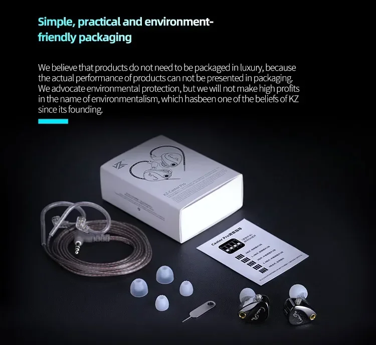 KZ Castor PRO in Ear Earphones Dynamic High-end Tunable Earbuds HiFi Sound Quality Bass Headsets Music Game Headphones IEMs