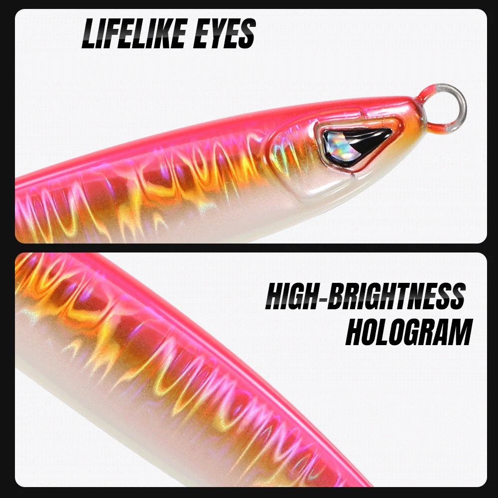 JIGGINGPRO Sardinen-Metall-Jigs, 40 g, 60 g, 80 g, 100 g, Salzwasser-Shore, künstlicher Angelköder, Weitwurf, Jigging-Köder, Angelgerät – Detail 6