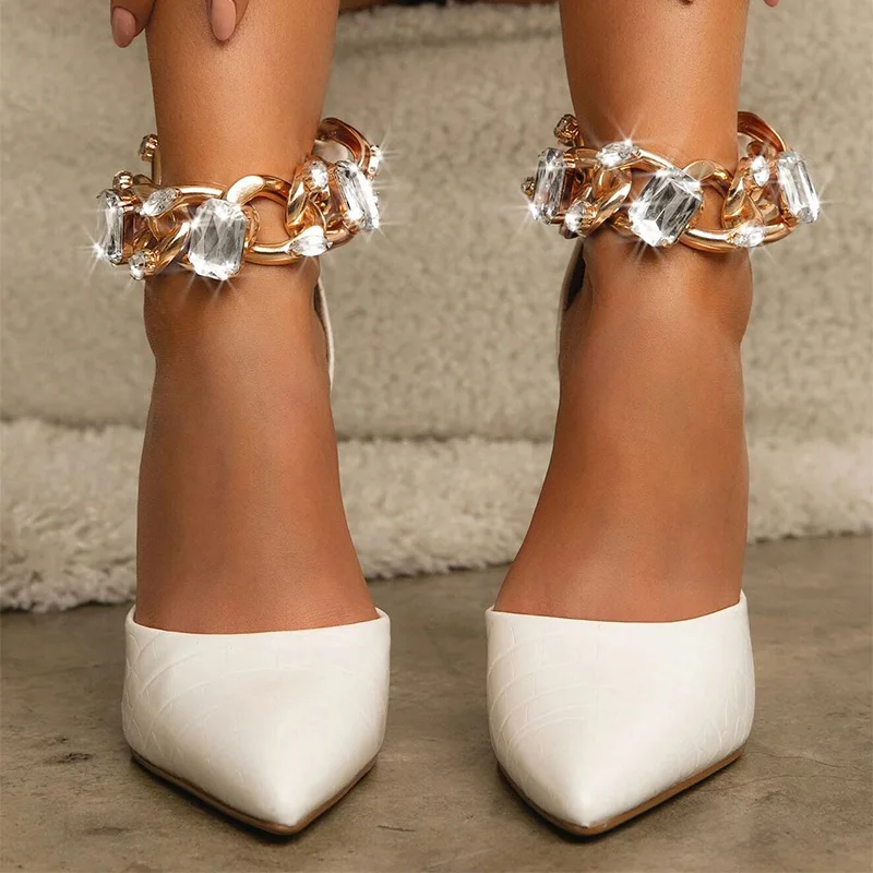 Женские босоножки со стразами туфли-лодочки на молнии сзади туфли высоком тонком