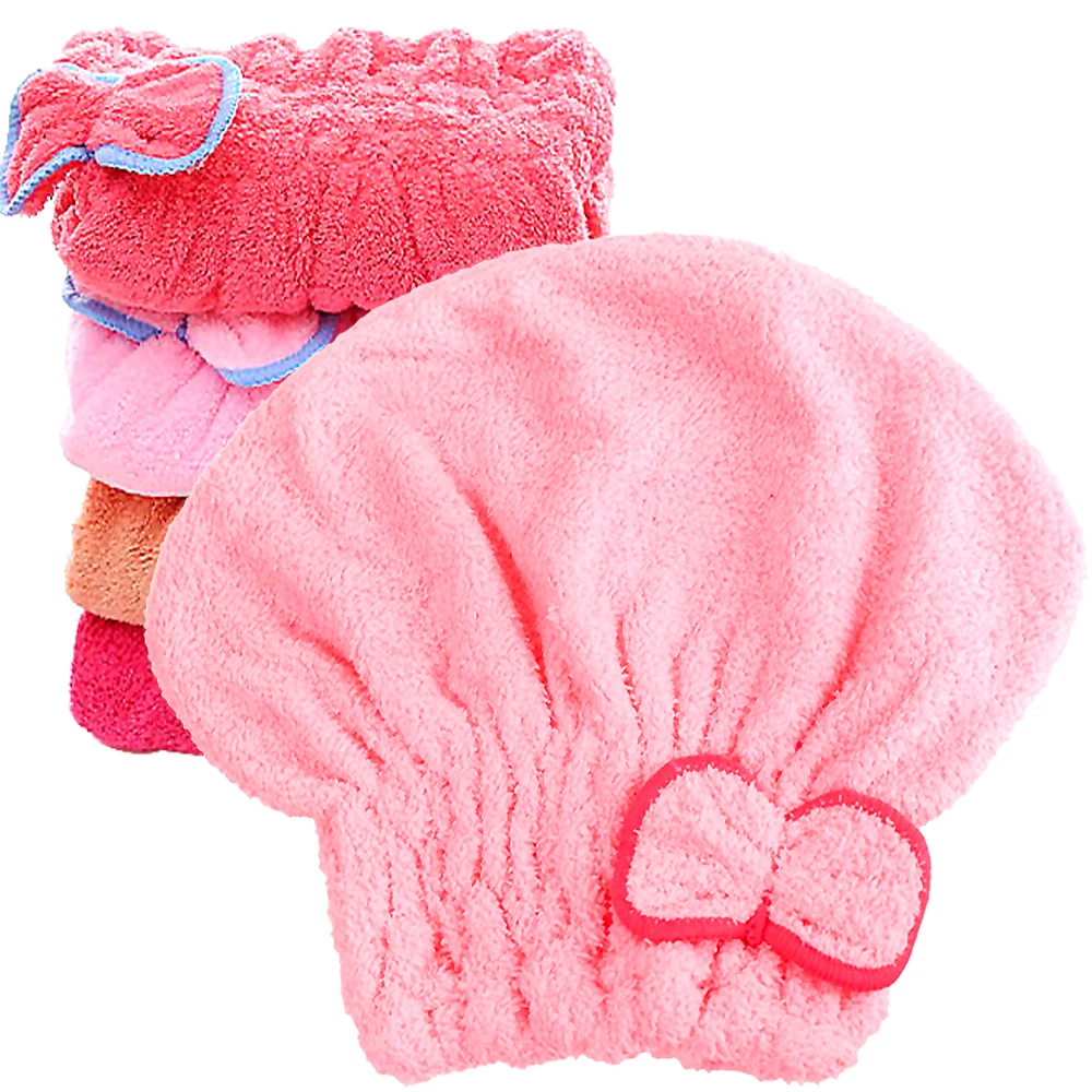 

Dry Hair Cap for Women Wrapped Towel Thickened Bow Shower Cap Strong Water Absorbent Home Bathroom Bathing Accessories Sauna Spa