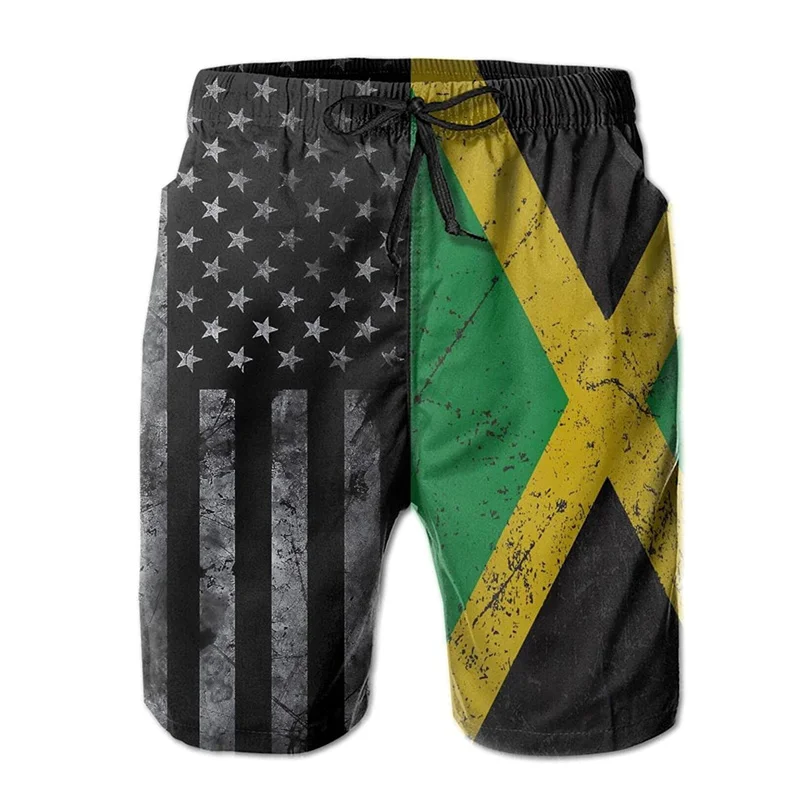 Herren 3d gedruckt jamaika nische Flagge Badehose Mode Sommer Jamaika Strand Surfbrett Shorts schnell trocknen Sport Gym kurze Hosen – Detail 6