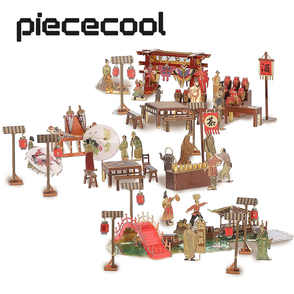 

Piececool 3D Metal Tang Dynasty Scencery Set Model Building Kits DIY Jigsaw Toy For Adults