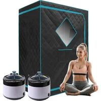 Home Double Steam Sauna, Full Body Hydrotherapy for 1 or 2 People, Two 4-liter Steamers, Two Folding Chairs, Portable Sauna Tent 1