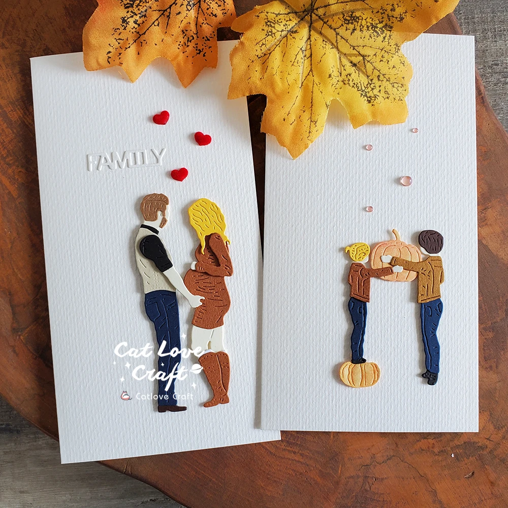 Catlove 호박 임신 한 가족 금속 절단 다이 스크랩북 금형 스텐실 다이 컷 카드 만들기 DIY 공예 엠보싱 새로운 다이