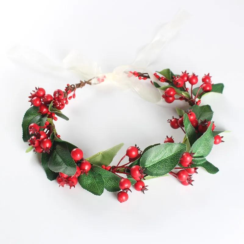 

Forest Berry Bridal Hairbands Wreath Flower Girl Seaside Vacation Travel Studio Photo Props Wedding Headdress Christmas Dress Up