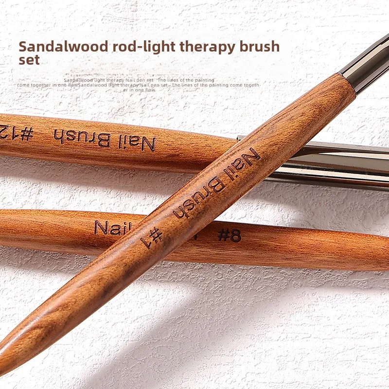 Nail Brush Customized Color Logo Liner UV Gel Sandalwood Nail Art Brushes with Nylon Bristles and Wood Handle Nail Supplies 4
