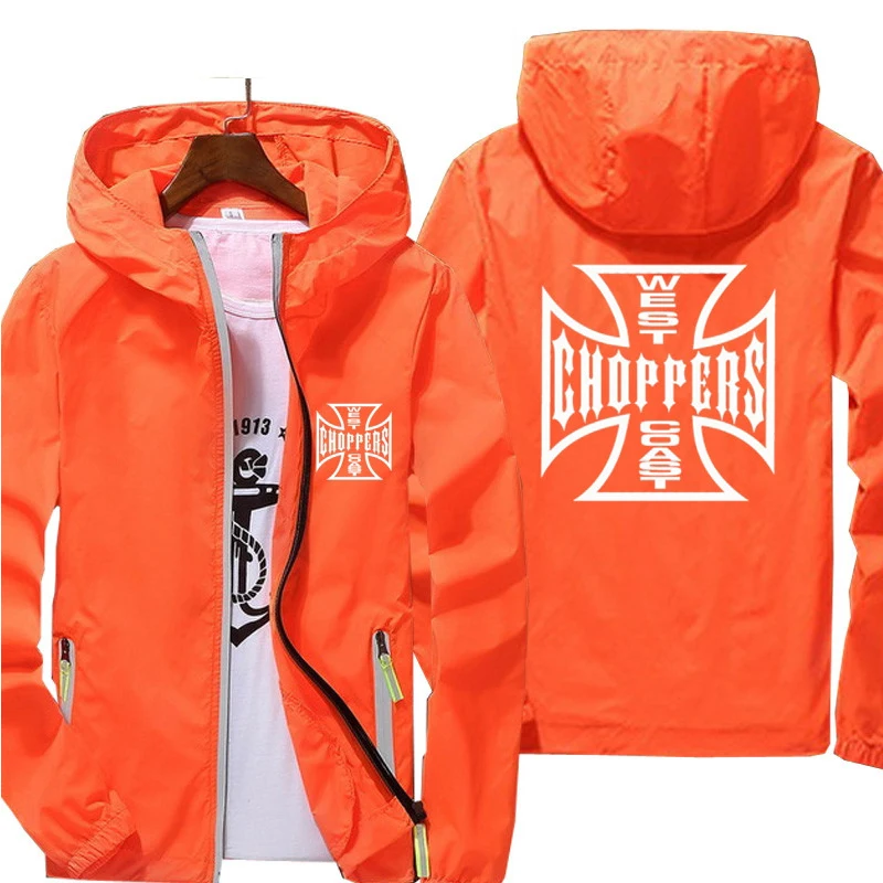 Mens West Coast Choppers Windbreaker Zipper Sports Pilot Thin Reflective Sunscreen Skin Ultra Light Jacket Coat Plus Size 7XL