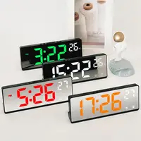 Electronic Clock Large Screen Temperature Display Mirror Desk Table Digital Alarm Clock Daily Use 1