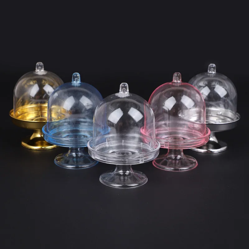 6Pcs Clear Mini Candy Cupcake Box Holder Dessert Cookie Display Stand Tray with Lid Wedding Birthday Party Supplies Baby Shower