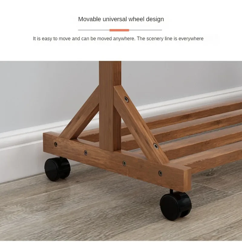 Household Bamboo Material Coat Rack Modern Minimalist Solid Wood Coat Rack Removable Bedroom