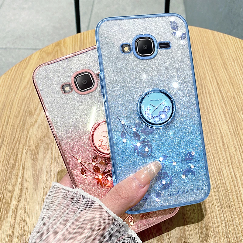 Placcatura Bling Glitter Flower Custodia Per Telefono Per Samsung Galaxy J2 J3 J4 J5 Prime J6 Prime J7 Prime J8 Grand Prime Plus Cover