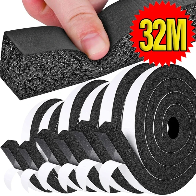 Self-Adhesive Foam Window and Door Sealing Strip Tape Weather Stripping Resilience Soundproof Windproof Insulation 32M