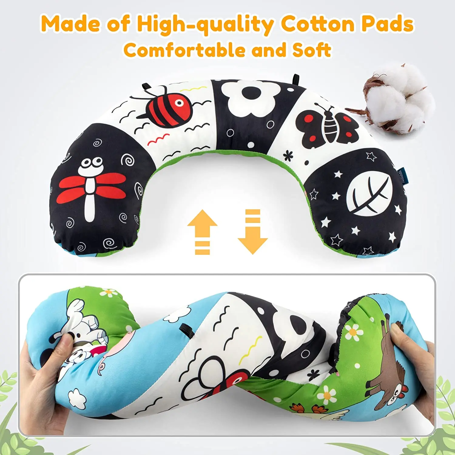 Play mat Tummy Time Mirror Activity for Newborn Babies Sensory Development High Contrast Black and White Toys 0 6 Months