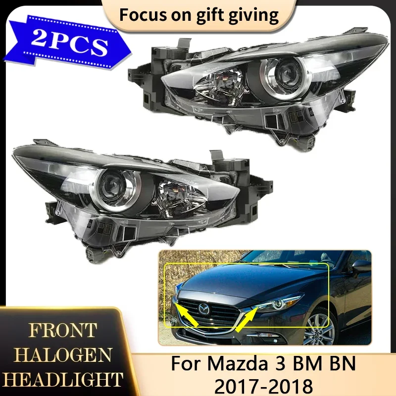 

For Mazda 3 Mazda3 Axela BM BN 2017 2018 Front Headlights Assembly Fog Light Halogen Driver Lamp Running Warning Car Accessories