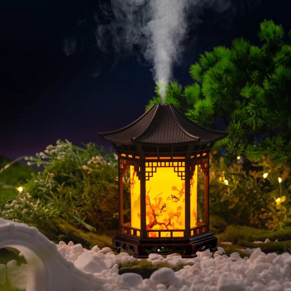 New Small Pavilion Humidifier Night Light Home Chinese Style USB Portable Home Office Water Supplement Car Humidifier 5