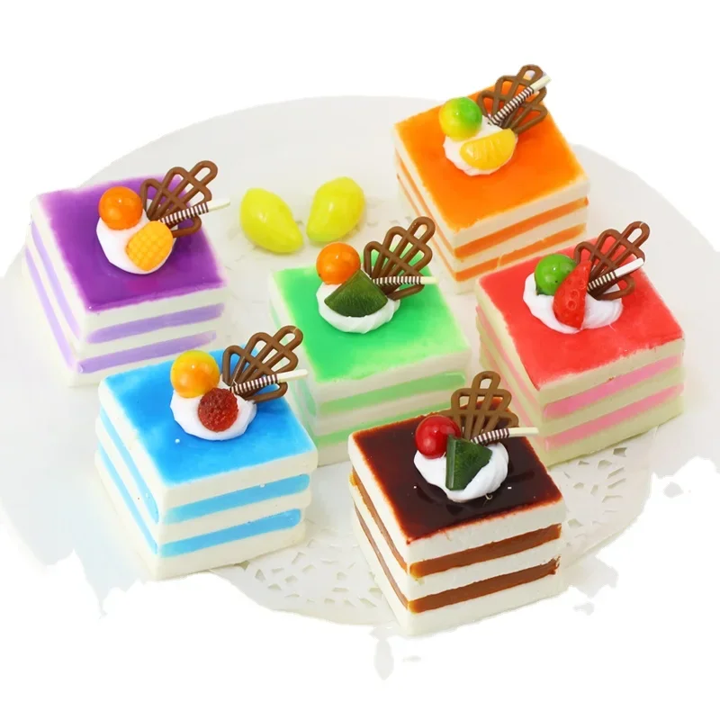 Food Model 1pc Artificial Simulation Fruit Cakes/Macaron/Triangle Mousse Cakes for Photography Decor
