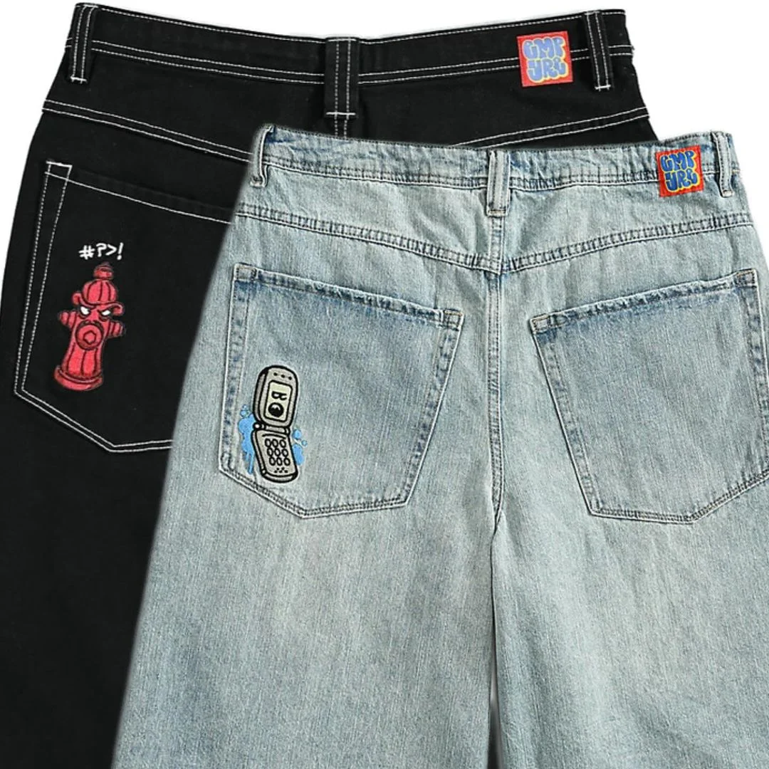 Y2K cartoon pattern printed shorts punk fashion simple sweatpants Harajuku hip-hop retro denim shorts summer jogging pants denim shorts summer jeans shorts