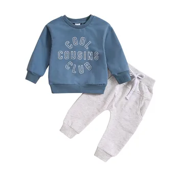 0-3Years Newborn Infant Baby Boys Clothes Sets Toddler Letter Print Long Sleeve Sweatshirt Tops Pants Fall Winter 2Piece Outfits 5