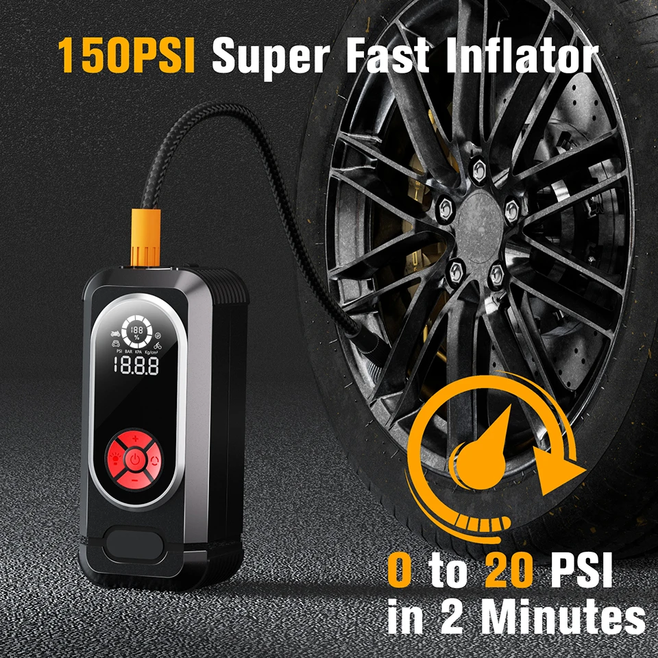 Yangood M13 Car Jump Starter 150PSI Portable Car Battery Booster Charger With Air Compressor Battery Starting Air Pump