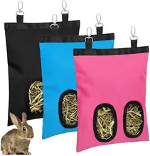 Hay Bag Hanging Pouch Feeder Sack Holder Small Animals Supplies Feeding Dispenser Container Rabbit Guinea Pig Cage Accessories