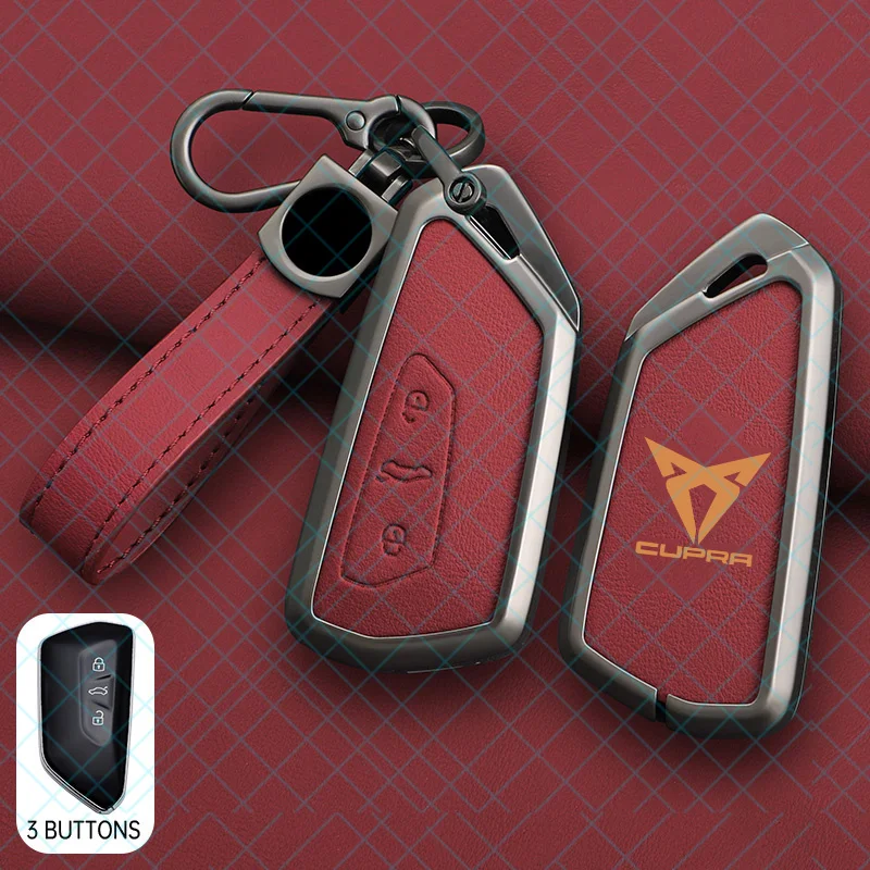 새로운 아연 합금 가죽 자동차 키 케이스 커버 쉘 키 홀더 보호대 (SEAT Cupra FR Leon Arosa Tolendo Exeo Raval 밸브 코어용)