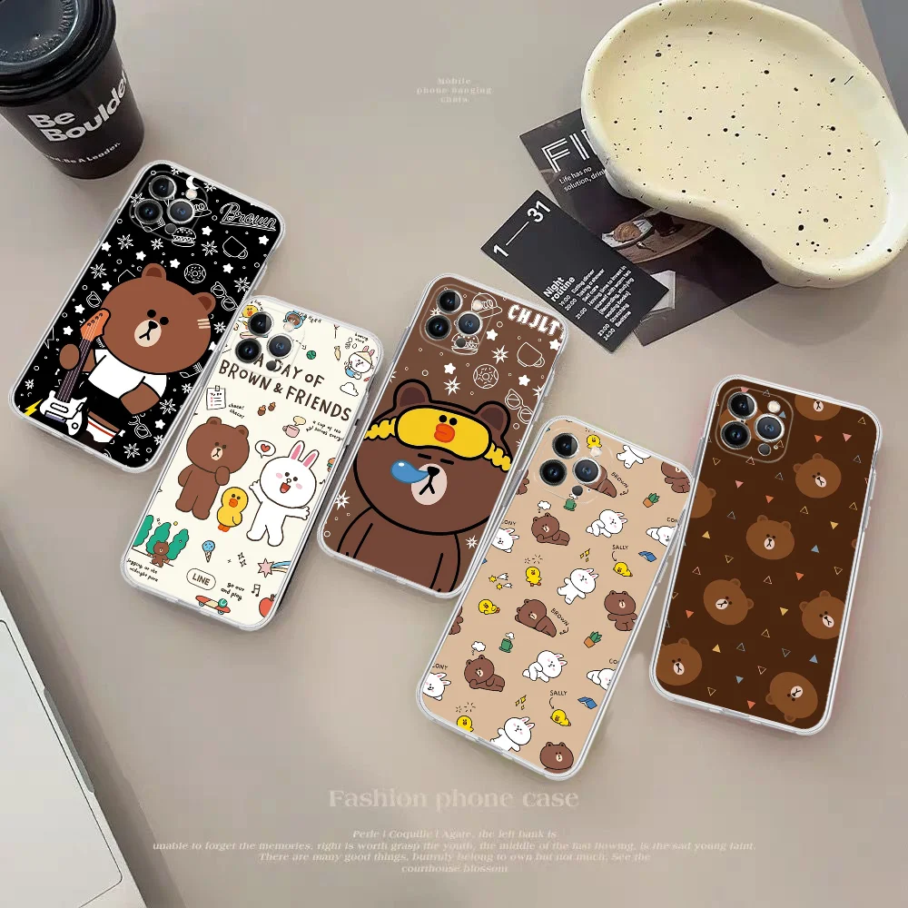Corea Cute L-Line F-Friends B-Brown Custodia In Silicone Morbida Per Iphone 15 14 13 12 11 Pro Mini Xs Max 8 7 6 Plus X Xs Xr Cover