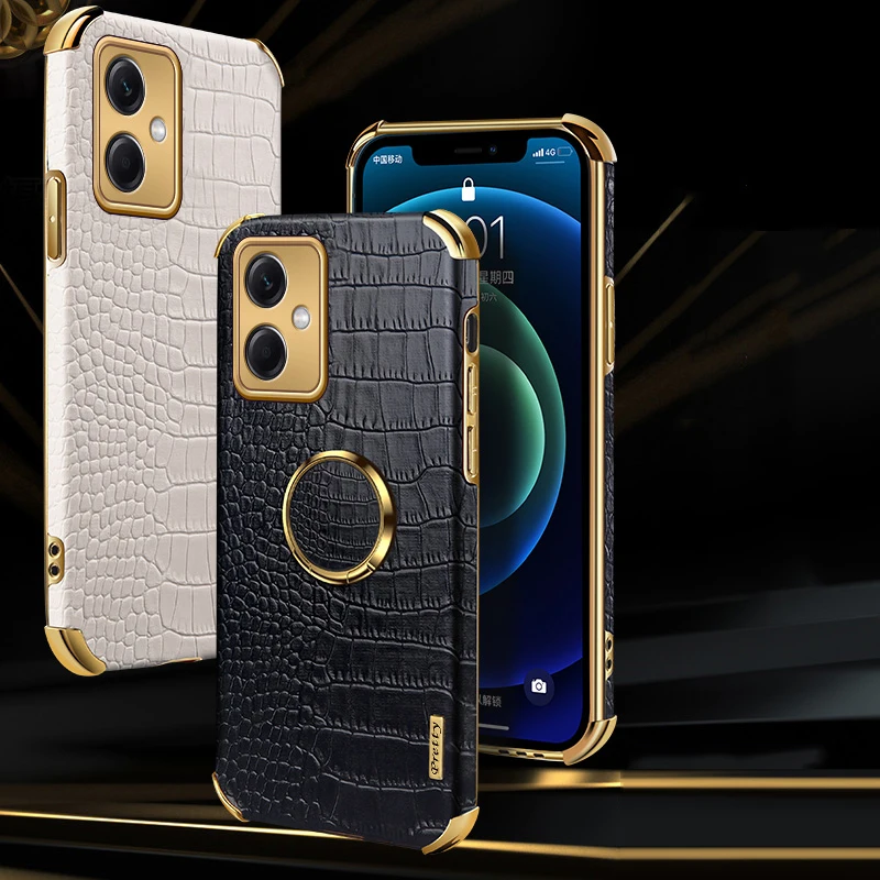 Luxus Ring Halterung Krokodil Leder Fall Für Xiaomi Redmi Hinweis 11E 11 Pro 11s Mi 11 Lite 5G NE 11T 12T Poco X4 GT M3 M4 Pro 5G_voghion.com