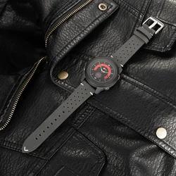 Premium Leather Watch Strap in Classic Design - 20mm & 22mm - 22mm (Grey)